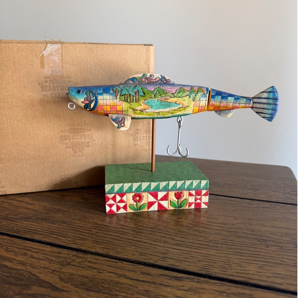 Jim Shore Heartwood Creek Fish Lure Figurine The Lure of the Great Outdoors